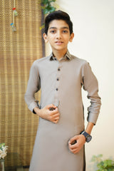 Taupe Grey Designer Boy's Kameez Shalwar RJ-KIDS209