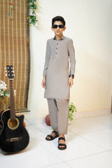 Taupe Grey Designer Boy's Kameez Shalwar RJ-KIDS209