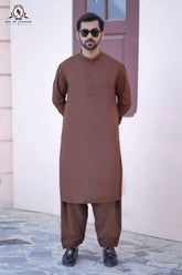 Coffee Brown Men's Kameez Shalwar RJ-KS606, Rao Jee Designer – Premium Collection – Men’s Premium Wash & Wear Kameez Shalwar
