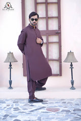 Maroon Men's Kameez Shalwar RJ-KS604, Rao Jee Designer – Premium Collection – Men’s Premium Wash & Wear Kameez Shalwar