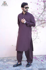 Maroon Men's Kameez Shalwar RJ-KS604, Rao Jee Designer – Premium Collection – Men’s Premium Wash & Wear Kameez Shalwar