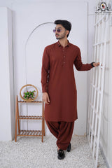Terracotta Brown Designed Men's Kameez Shalwar RJ-KS609