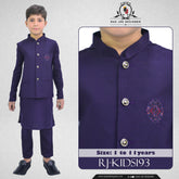 Purple Boys Kurta Pajama with Waistcoat RJ-KIDS193