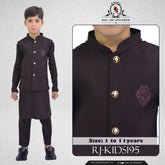 Dark Brown Boys Kurta Pajama with Waistcoat RJ-KIDS195