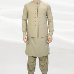 Men's Kameez Shalwar with Waistcoat (RJ-KSW100)
