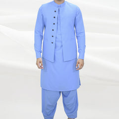 Men's Kameez Shalwar with Waistcoat (RJ-KSW108)