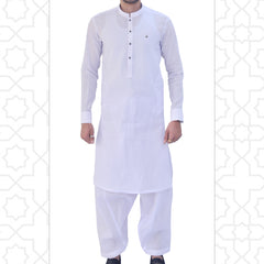 White Cotton Men's Kameez Shalwar RJ-KS504
