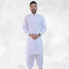 White Latha Cotton Mans Kameez Shalwar for Men's RJ-KS501