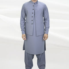 Men's Kameez Shalwar with Waistcoat (RJ-KSW107)