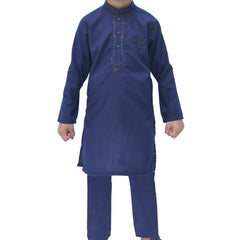 Navy Blue Boy's Wash & Wear Kurta Pajama RJ-KIDS174