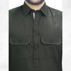 Dark Green Mens Kameez Shalwar RJ-KS541