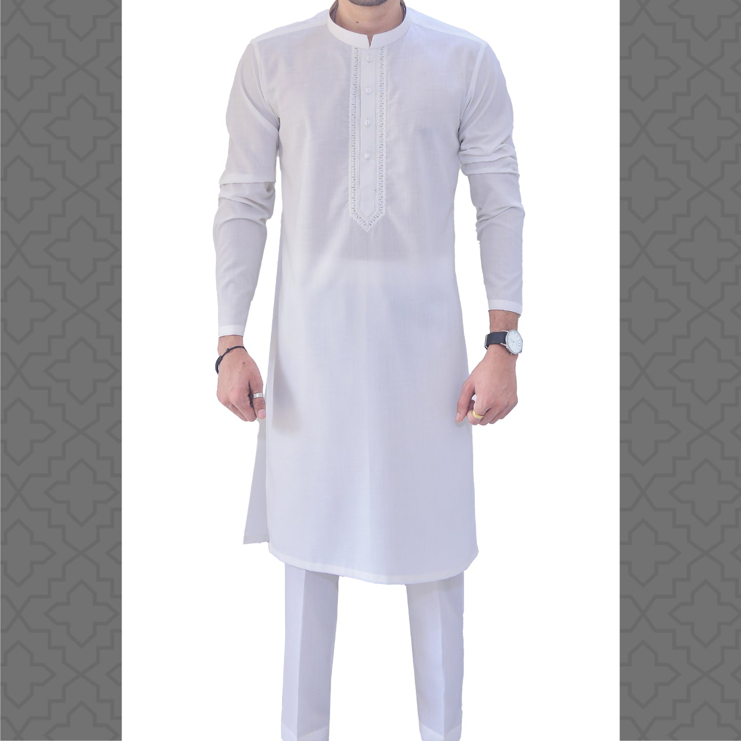 Off White Men's Kurta Pajama RJ-K188