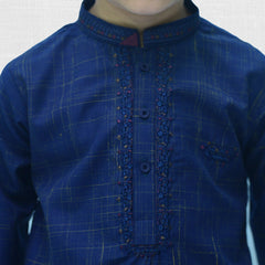 Navy Blue Boy's Wash & Wear Kurta Pajama RJ-KIDS188