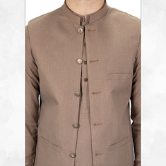 Almond Frost Men's Kameez Shalwar with Waistcoat (RJ-KSW125)