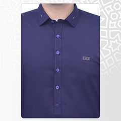 Navy Blue Men's Kameez Shalwar Wash & Wear Ready To Wear RJ-KS522
