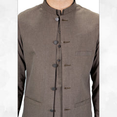 Driftwood Brown Men's Kameez Shalwar with Waistcoat (RJ-KSW119)