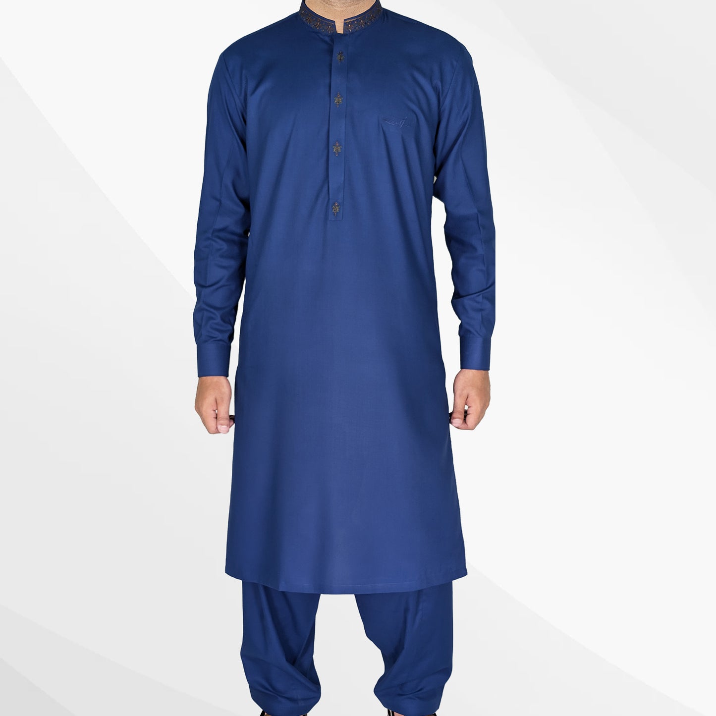Urban Blue Mens Kameez Shalwar Embroidery RJ-KS577