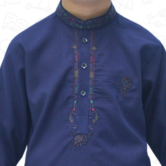 Navy Blue Boy's Wash & Wear Kurta Pajama RJ-KIDS174