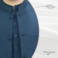 Deep Sea Green Men's Kameez Shalwar with Waistcoat (RJ-KSW111)