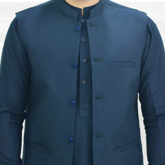 Deep Sea Green Men's Kameez Shalwar with Waistcoat (RJ-KSW111)