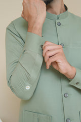Misty Green Men's Kameez Shalwar with Waistcoat (RJ-KSW129)