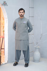 Men’s Premium Wash & Wear Kameez Shalwar – Steel Grey Traditional Wear - (RJ-KSW152)