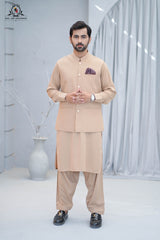 Men’s Premium Wash & Wear Kameez Shalwar – Desert Sand Traditional Wear - (RJ-KSW154)