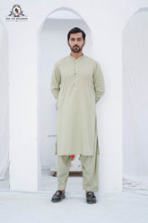 Men’s Premium Wash & Wear Kameez Shalwar – Classic Mint Green Traditional Wear - RJ-KS599