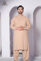 Men’s Premium Wash & Wear Kameez Shalwar – Classic Mustard Traditional Wear - RJ-KS600