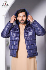 Navy Blue Puffer Jacket Males – Full sleeves
