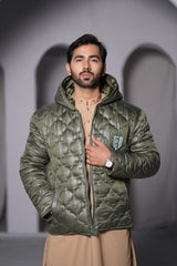 Olive Puffer Jacket Males – Full sleeves