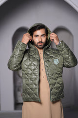 Olive Puffer Jacket Males – Full sleeves