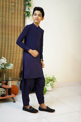 New Navy Blue Designer Boy's Kameez Shalwar RJ-KIDS208