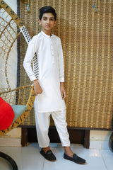 New White Designer Kids and Boy's Kameez Shalwar RJ-KIDS216