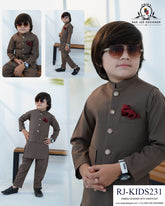 Walnut Earth Waistcoat Set for Boys | RJ-KIDS231