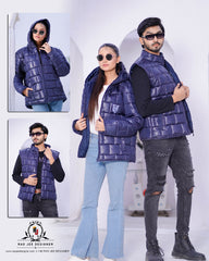 Navy Blue Puffer Jacket Females -Full sleaves