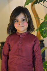 Burgundy Red Cambric Cotton Boy's Kurta Pajama RJ-KIDS214