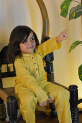 Golden Beige Cambric Cotton Boy's Kurta Pajama RJ-KIDS210