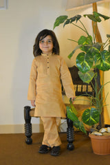 Sand Brown Cambric Cotton Boy's Kurta Pajama RJ-KIDS217