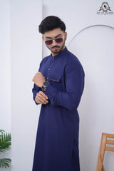 Indigo Blue Designed Men's Kameez Shalwar RJ-KS613