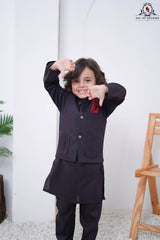 Burgundy 3-Piece Waistcoat Set for Boys | RJ-KIDS223