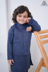 Slate Blue 3-Piece Waistcoat Set for Boys | RJ-KIDS225