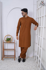 Rust Orange Designed Men's Kameez Shalwar RJ-KS616