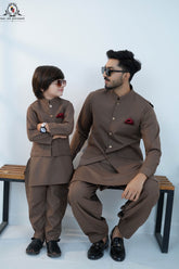 Coffee Brown Men’s Kameez Shalwar with Waistcoat (RJ-KW157)