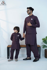 Deep Wine Men’s Kameez Shalwar with Waistcoat (RJ-KW159)