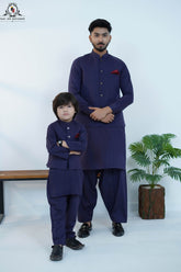 Royal Purple Men’s Kameez Shalwar with Waistcoat (RJ-KW161)