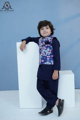 Floral Navy Waistcoat Set for Boys | RJ-KIDS240
