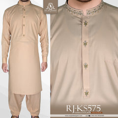 Warm Sand Mens Kameez Shalwar Embroidery RJ-KS575