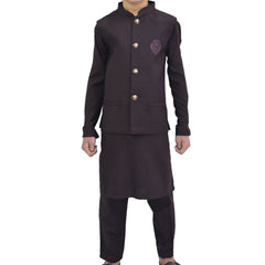 Dark Brown Boys Kurta Pajama with Waistcoat RJ-KIDS195