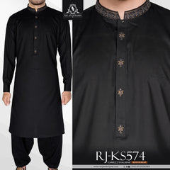 Phantom Black Mens Kameez Shalwar Embroidery RJ-KS574